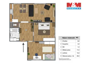 Prodej bytu 3+kk, Hostomice, Široká, 74 m2