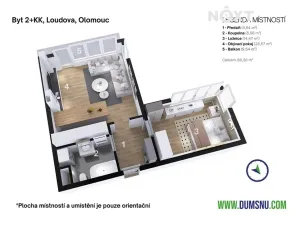 Prodej bytu 2+kk, Olomouc, Loudova, 50 m2