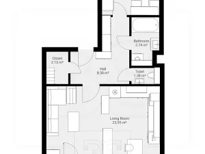 Pronájem bytu 2+kk, Libčice nad Vltavou, Ke Studánkám, 54 m2