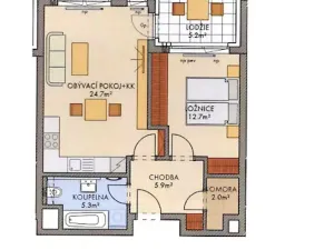 Pronájem bytu 2+kk, Praha, Stočesova, 53 m2