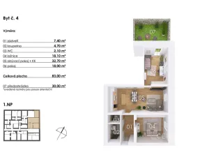 Prodej bytu 3+kk, Postupice, Blanická, 83 m2