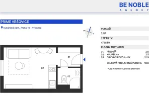 Pronájem bytu 1+kk, Praha - Vršovice, Kubánské náměstí, 21 m2