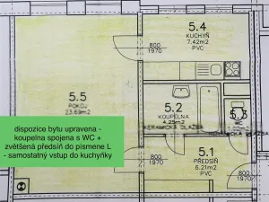 Pronájem bytu 1+1, Jablonec nad Nisou - Proseč nad Nisou, U Tenisu, 45 m2
