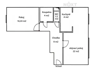 Pronájem bytu 2+kk, Pardubice, Na Labišti, 53 m2