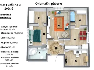 Prodej bytu 3+1, Leština u Světlé, 73 m2