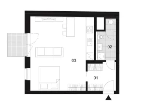 Pronájem bytu 1+kk, Brno, Fuchsova, 49 m2