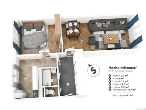 Prodej bytu 2+1, Praha - Vokovice, Kamerunská, 57 m2