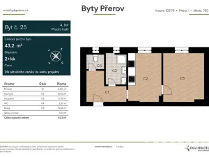 Prodej bytu 2+kk, Přerov, Husova, 43 m2