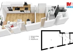 Pronájem bytu 1+kk, Pardubice - Pardubičky, Nová Tesla, 32 m2