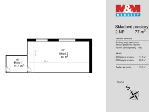 Pronájem skladu, Benešov, Vnoučkova, 77 m2