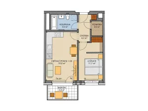 Prodej bytu 2+kk, Praha, Bartůňkova, 44 m2