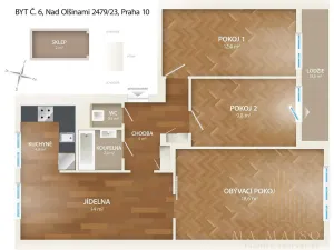 Pronájem bytu 4+kk, Praha - Vinohrady, Nad olšinami, 70 m2