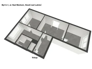 Prodej bytu 3+1, Veselí nad Lužnicí, Pod Markem, 62 m2