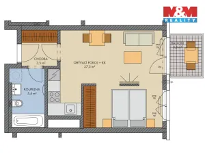 Prodej bytu 1+kk, Kralupy nad Vltavou, Nádražní, 42 m2