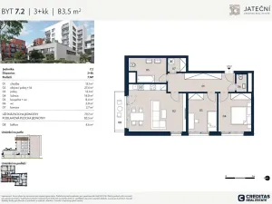 Prodej bytu 3+kk, Praha - Holešovice, Jateční, 80 m2