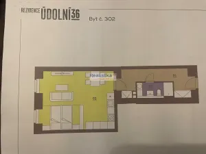 Pronájem bytu 1+kk, Brno, Údolní, 43 m2