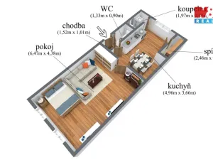 Prodej bytu 1+1, Chabařovice, Husovo náměstí, 59 m2
