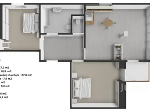 Pronájem bytu 3+kk, Praha - Šeberov, Na proutcích, 79 m2