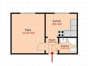Pronájem bytu 1+1, Chvaletice, Obránců míru, 29 m2