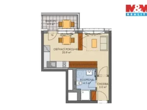 Pronájem bytu 1+kk, Praha - Třebonice, Thomasova, 29 m2