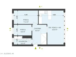 Prodej bytu 3+kk, Hradec Králové, Slezská, 55 m2