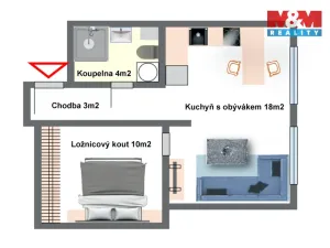 Prodej bytu 1+kk, Doubravčice, V bytovkách, 35 m2