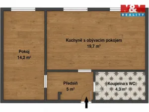Prodej bytu 2+kk, Hrušovany nad Jevišovkou, Zahradní, 44 m2