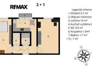 Pronájem bytu 2+1, Praha - Radotín, Sídliště, 50 m2