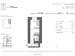 Prodej bytu 1+kk, Praha - Vysočany, Kolmá, 16 m2