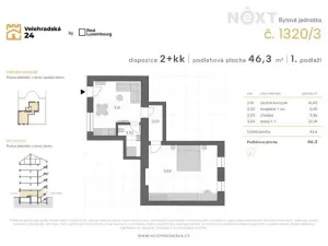 Prodej bytu 2+kk, Praha - Vinohrady, Velehradská, 43 m2