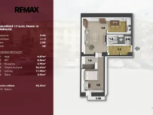 Prodej bytu 2+kk, Praha - Záběhlice, Jabloňová, 50 m2