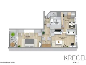 Prodej bytu 2+1, Třebíč, Modřínová, 56 m2