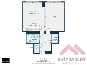 Pronájem bytu 2+kk, Praha - Nusle, Na Pankráci, 59 m2