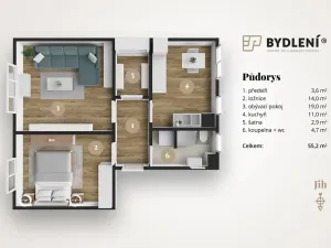 Pronájem bytu 2+1, Teplice, Bílinská, 55 m2