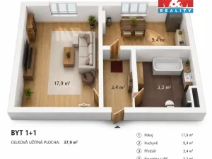 Pronájem bytu 1+1, Náchod, Kladská, 37 m2