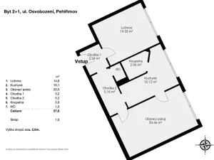 Prodej bytu 2+1, Pelhřimov, Osvobození, 60 m2