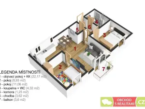 Pronájem bytu 3+kk, Kostelec nad Černými lesy, 51 m2