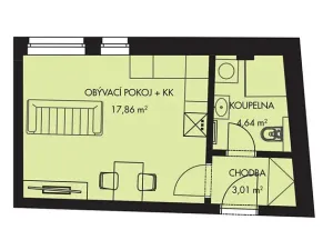Pronájem bytu 1+kk, Třešť, Wolkerova, 26 m2