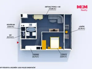 Pronájem bytu 2+kk, Praha, Bruslařská, 40 m2