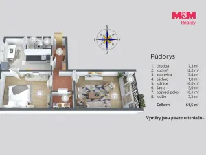 Prodej bytu 2+1, Povrly, Sídliště II, 58 m2