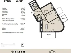 Prodej bytu 3+kk, Brno, Podveská, 72 m2