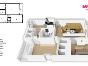 Prodej bytu 2+1, Praha - Strašnice, Dětská, 83 m2