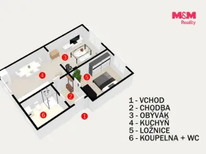 Prodej bytu 2+1, Ledeč nad Sázavou, Ke Stínadlům, 49 m2