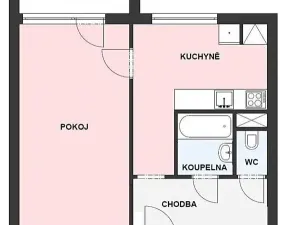 Pronájem bytu 1+1, Brno, Fillova, 37 m2