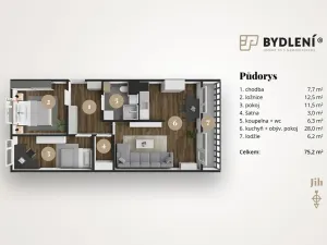 Pronájem bytu 3+kk, Teplice, Rovná, 75 m2