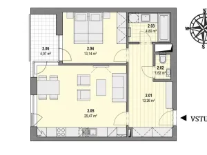Pronájem bytu 2+kk, Ostrava - Moravská Ostrava, náměstí Biskupa Bruna, 58 m2