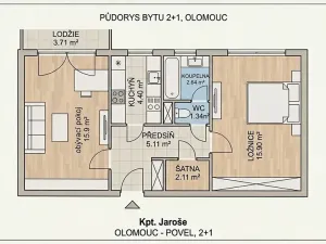 Prodej bytu 2+1, Olomouc, kpt. Jaroše, 51 m2