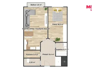 Pronájem bytu 2+kk, Praha - Chodov, Divišovská, 58 m2