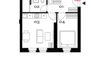 Prodej bytu 2+kk, Praha - Smíchov, Grafická, 38 m2