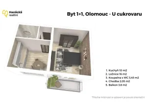Prodej bytu 1+1, Olomouc, U cukrovaru, 33 m2